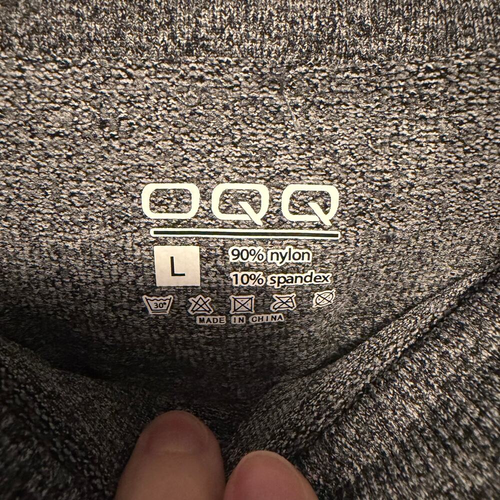 OQQ Grey Fold Over Waist Flare Leggings Yoga Pants Sz Large - Picture 3 of 7